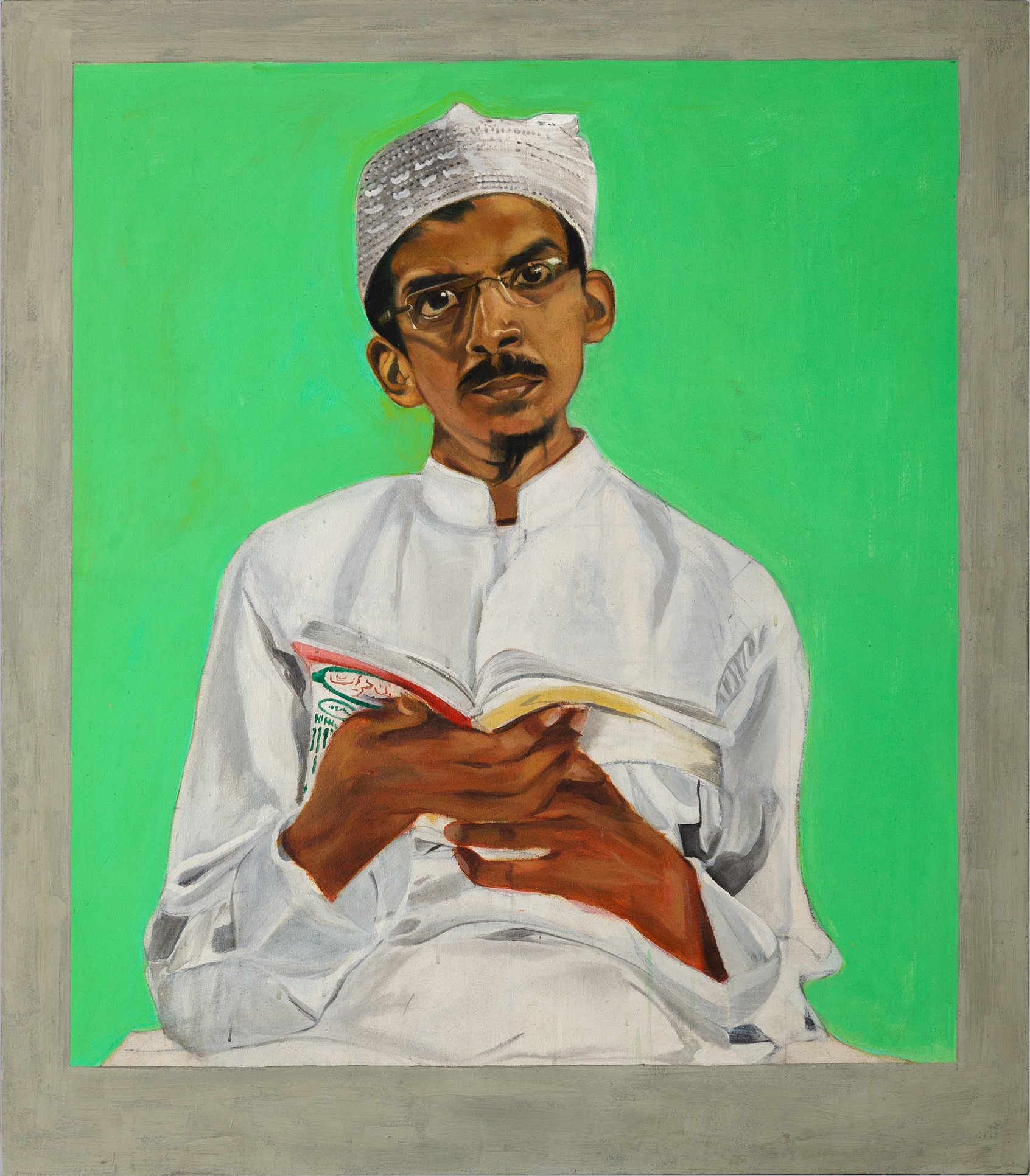 Mahindra Vartak, Portrait of Abdul Azim Kazi, Faith Healer. Plastic paint on canvas, 2015. Acquired for Wellcome Collection, London